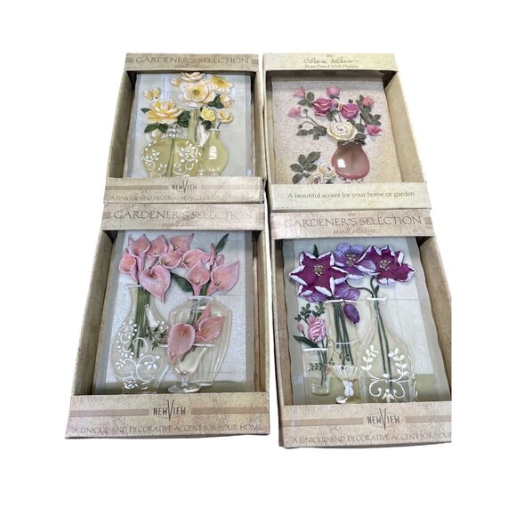 Cheri Blum Other - Cheri Blum 2003 VTG Set 4 7"x5.5"  floral 3D Resin Wall Plaques SKU 9515